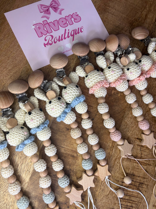 Baby Dummy Clip - Crotchet Bunny
